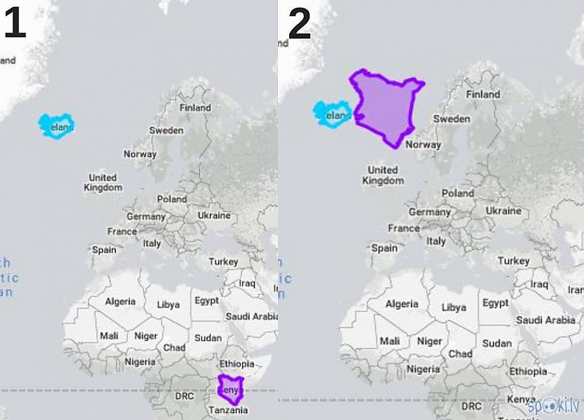 1 Vizuāli Kenija 508 367 km2... Autors: Flix Maldinošā ģeogrāfiskā karte.