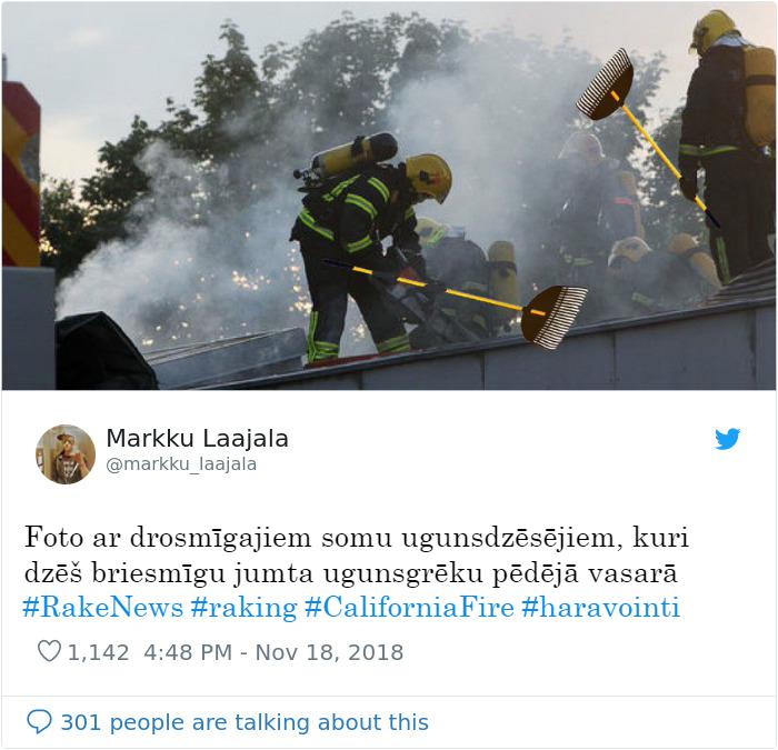 Autors: Latvian Revenger Tramps atkal izceļās - viņaprāt somi novērš mežu ugunsgrēkus, grābjot lapas