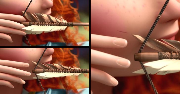 nbspMultfilmānbsplaquoBraveraquo viena no bultām kuru izscaronauj Merida sagriež viņas vaig... Autors: matilde 20 interesanti fakti par populārām multfilmām, kurus zina tikai retais