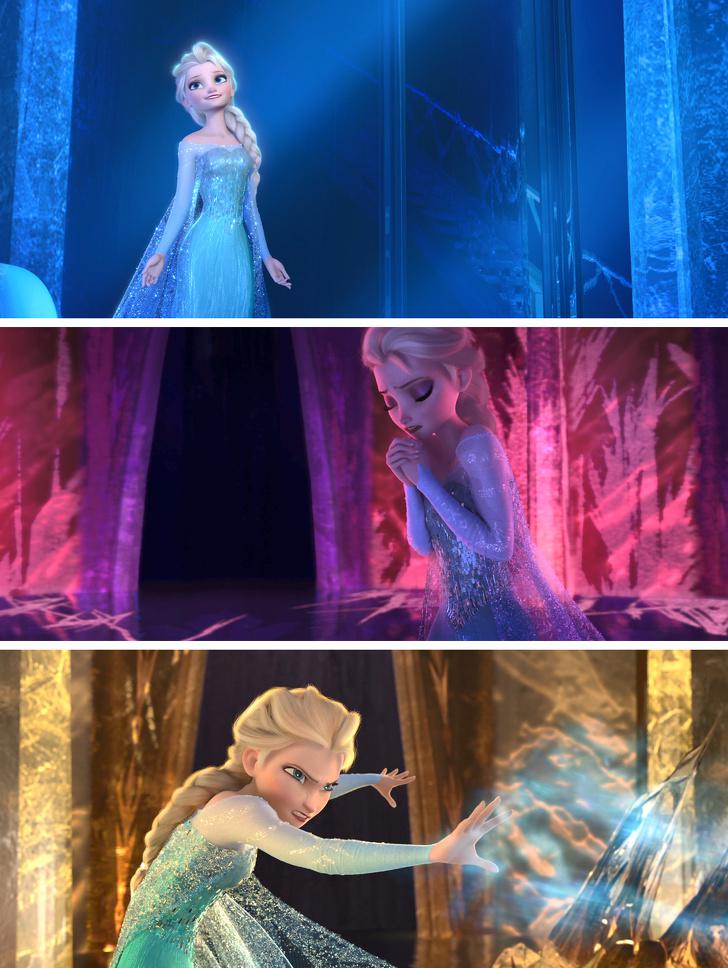 nbspMultfilmānbsplaquoFrozenraquonbspElsas pils maina krāsu balstoties uz viņas emocijām Zilā krāsa simbolizē viņas prieku sarkanā bailes bet dzeltenā dusma... Autors: matilde 20 interesanti fakti par populārām multfilmām, kurus zina tikai retais