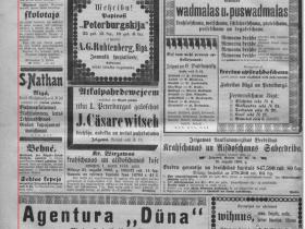 Reklāma pirms 100 gadiem laikrakstā "Latviešu Avīzes" (1822-1915).